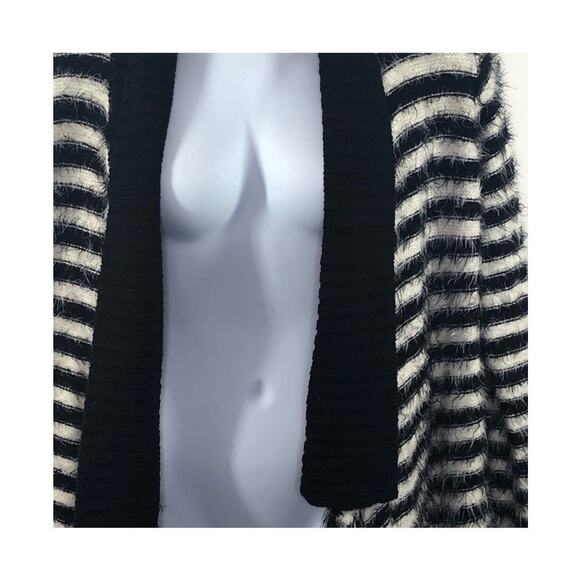 Anthropologie Pleione NWT Striped Eyelash Open Front Cardigan Sweater Size Large - Picture 9 of 16